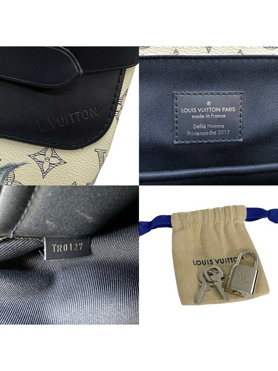 Louis Vuitton Monogram Savanna Steamer Leather Backpack Navy White main image 9